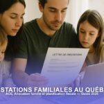 Famille québécoise consultant une lettre de prestations — ACE et Allocation famille 2026