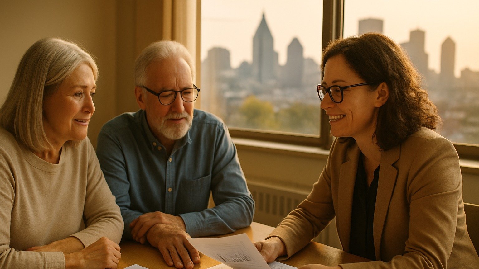 Quebec investor reviewing investment statements and account documents at home during tax season