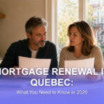 Couple at a kitchen table in Montreal comparing two mortgage renewal offers