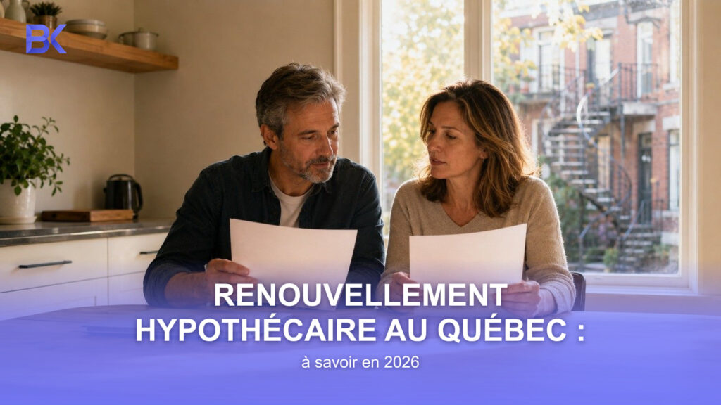 Un couple compare deux offres de renouvellement hypothecaire a la table de la cuisine a Montreal